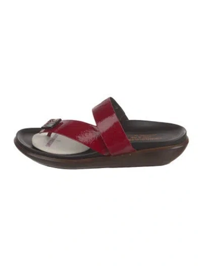 Pre-owned Donald Pliner Patent Leather Slides In Brown