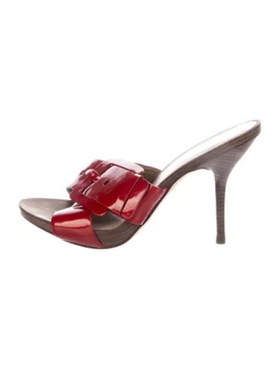 Pre-owned Donald Pliner Patent Leather Slides In Red
