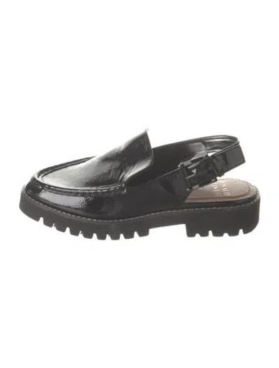 Pre-owned Donald Pliner Patent Leather Slingback Flats In Black