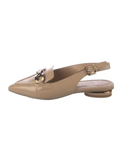 Pre-owned Donald Pliner Patent Leather Slingback Flats In Neutrals