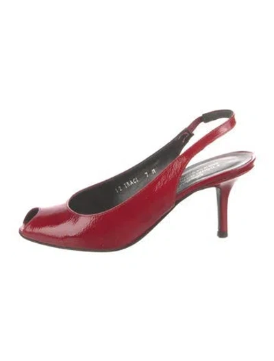 Pre-owned Donald Pliner Patent Leather Slingback Pumps In Red