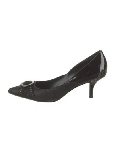 Pre-owned Donald Pliner Patent Leather Studded Accents Pumps In Black