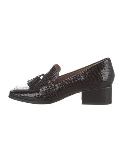 Pre-owned Donald Pliner Patent Leather Tassel Accents Loafers In Black