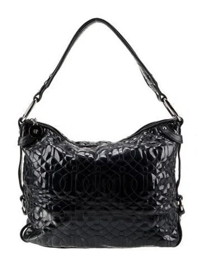 Pre-owned Donald Pliner Patent Leather Top Handle Bag In Blue