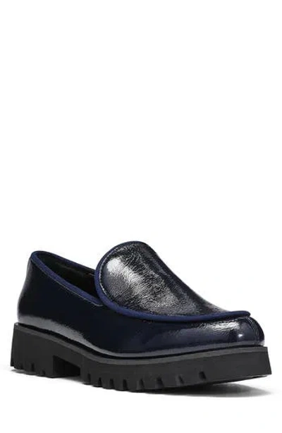 Donald Pliner Patent Platform Loafer In Navy/nvy