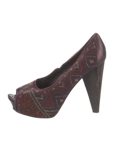 Pre-owned Donald Pliner Patterned Beaded Accents Pumps In Purple