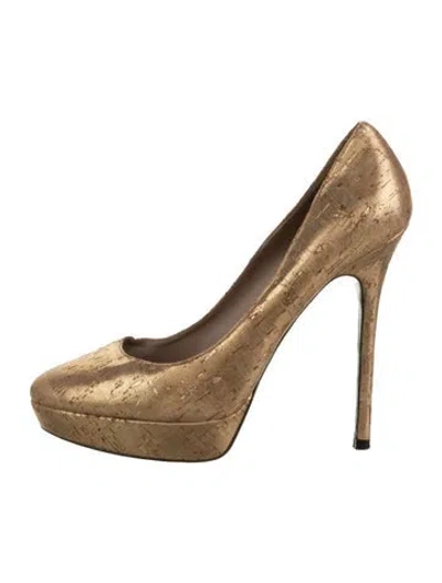 Pre-owned Donald Pliner Patterned Pumps In Green