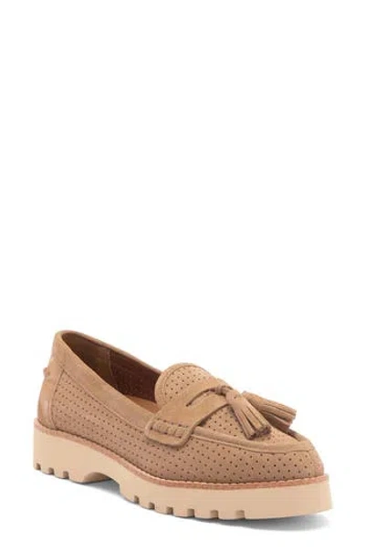 Donald Pliner Perforated Tassel Loafer In Tobacco