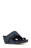Donald Pliner Platform Wedge Sandal In Navy