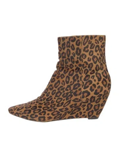 Pre-owned Donald Pliner Ponyhair Animal Print Boots In Brown