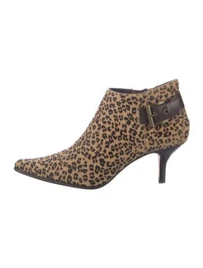 Pre-owned Donald Pliner Ponyhair Animal Print Boots In Neutral