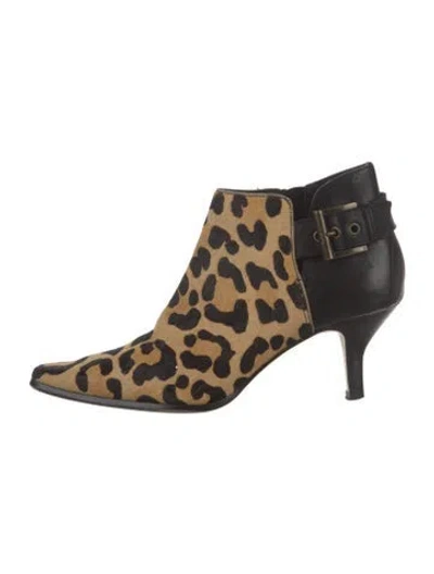 Pre-owned Donald Pliner Ponyhair Animal Print Boots In Neutrals