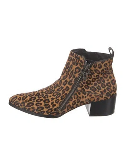 Pre-owned Donald Pliner Ponyhair Animal Print Chelsea Boots In Neutral