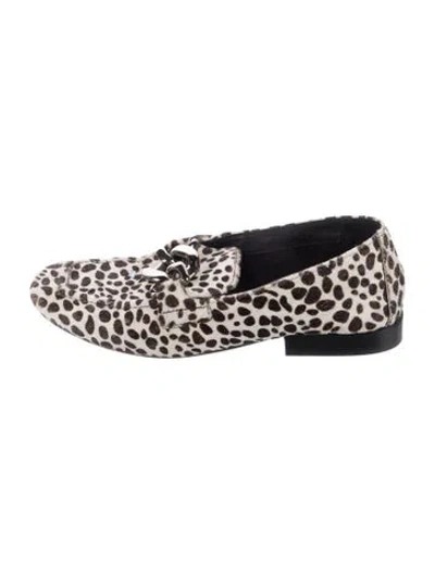 Pre-owned Donald Pliner Ponyhair Animal Print Loafers In White