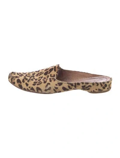 Pre-owned Donald Pliner Ponyhair Animal Print Mules In Brown