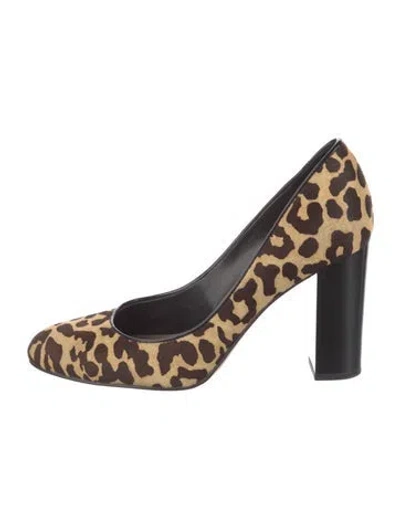 Pre-owned Donald Pliner Ponyhair Animal Print Pumps In Brown