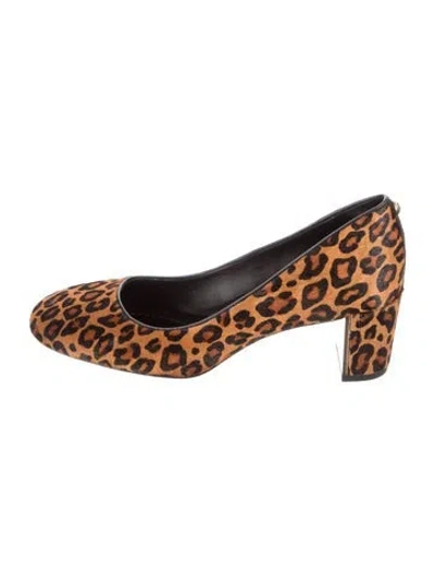 Pre-owned Donald Pliner Ponyhair Animal Print Pumps In Brown