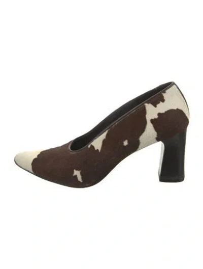 Pre-owned Donald Pliner Ponyhair Animal Print Pumps In White