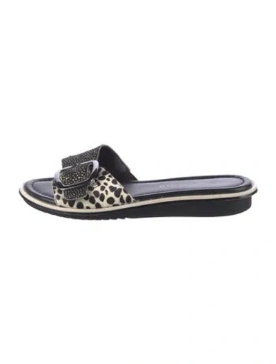 Pre-owned Donald Pliner Ponyhair Animal Print Slides In Multi