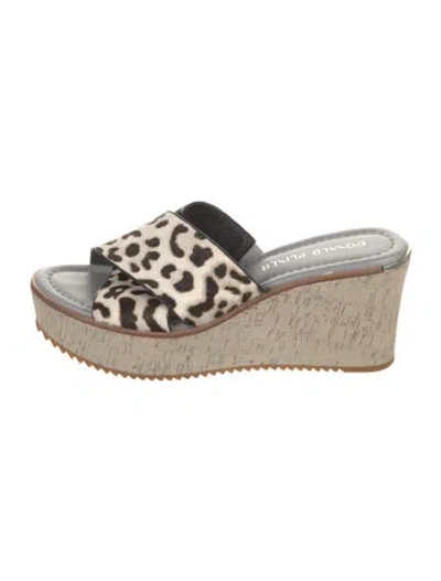 Pre-owned Donald Pliner Ponyhair Animal Print Slides In Neutral