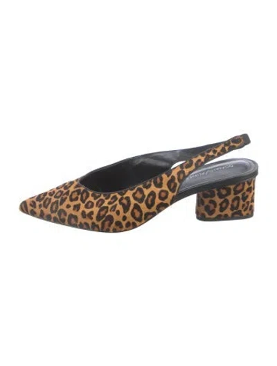 Pre-owned Donald Pliner Ponyhair Animal Print Slingback Pumps In Brown