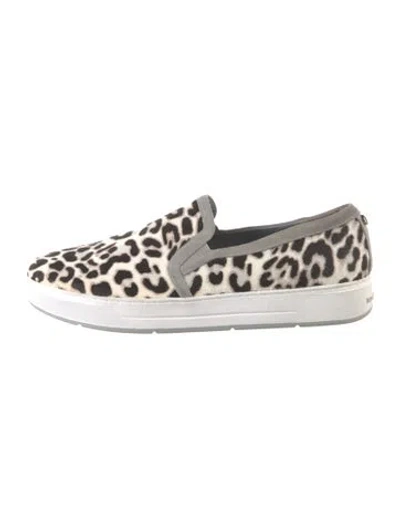 Pre-owned Donald Pliner Ponyhair Animal Print Sneakers In Neutral