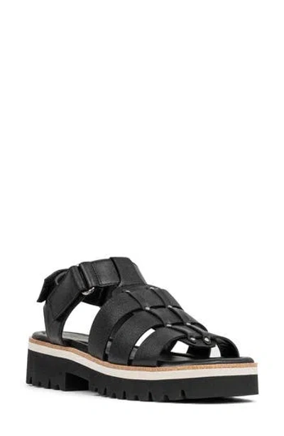 Donald Pliner Pryme Lug Sole Fisherman Sandal In Black
