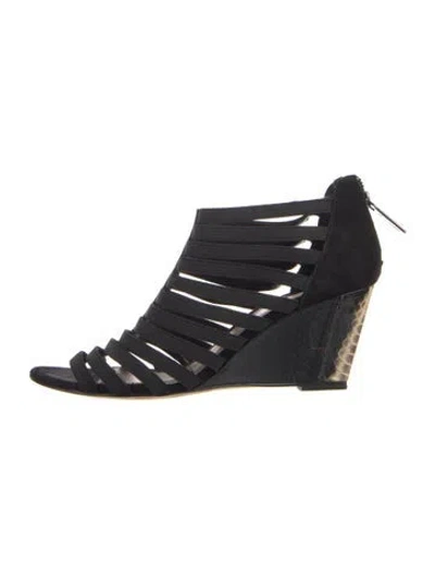 Pre-owned Donald Pliner Python Gladiator Sandals In Black