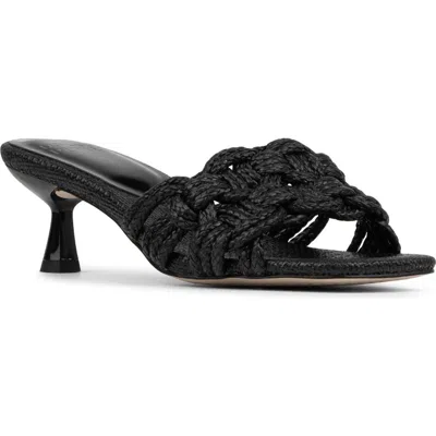 Donald Pliner Raffia Kitten Heel Slide Sandal In Black