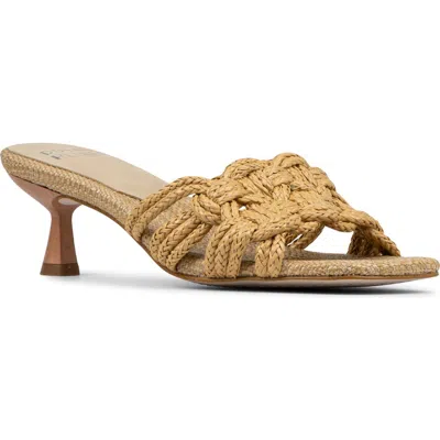 Donald Pliner Raffia Kitten Heel Slide Sandal In Brown