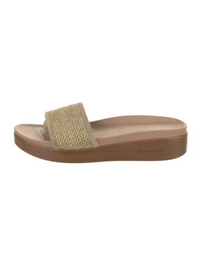 Pre-owned Donald Pliner Raffia Patterned Slides In Neutral