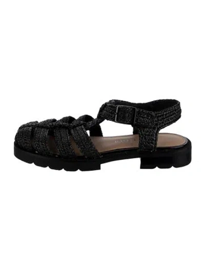 Pre-owned Donald Pliner Raffia Sandals In Black
