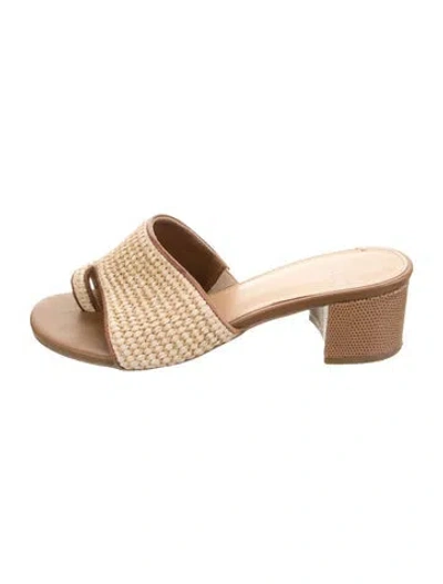 Pre-owned Donald Pliner Raffia Slides In Metallic/neutrals
