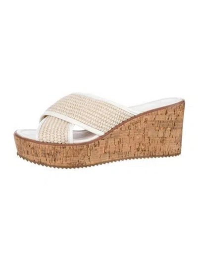 Pre-owned Donald Pliner Raffia Slides In Neutrals