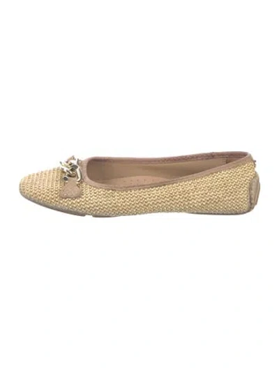 Pre-owned Donald Pliner Raffia Tweed Pattern Ballet Flats In Neutrals