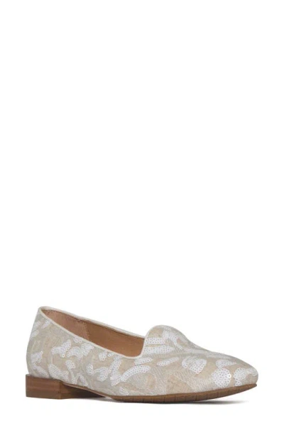 Donald Pliner Reena Sequin Embellished Loafer Flat In Natural/ White