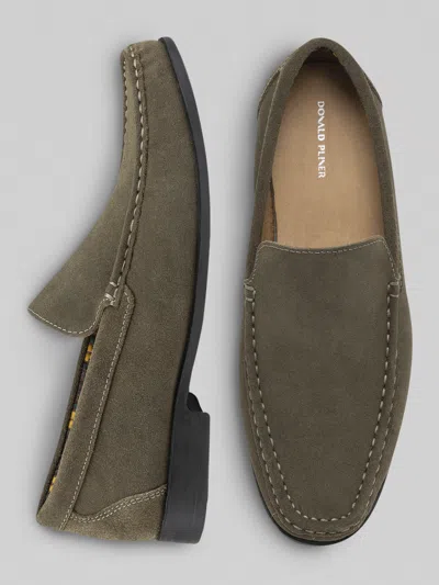 Donald Pliner Reuben Suede Moc Toe Loafers In Green