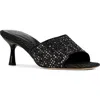 Donald Pliner Rikki Kitten Heel Slide Sandal In Black Rhinestone