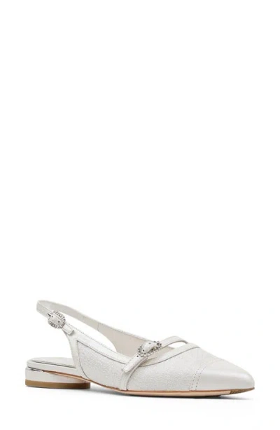 Donald Pliner Rozamay Pointed Toe Slingback Flat In Pearl