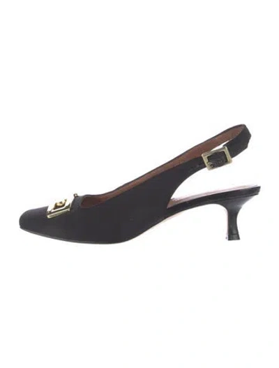 Pre-owned Donald Pliner Satin Slingback Pumps In Blue