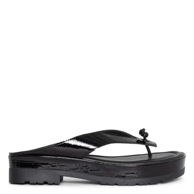 Donald Pliner Seena Sandals Women's Us 7.5 Black Leather Platform Thong Khd1117