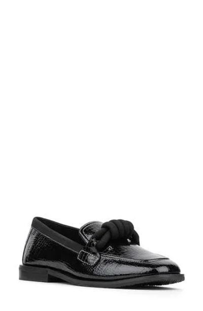 Donald Pliner Shaya Faux Leather Croc Embossed Loafer In Black