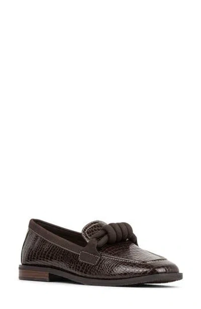 Donald Pliner Shaya Faux Leather Croc Embossed Loafer In Dark Brown