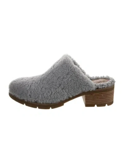 Pre-owned Donald Pliner Shearling Mules In Gray