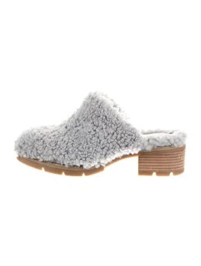 Pre-owned Donald Pliner Shearling Mules In Gray