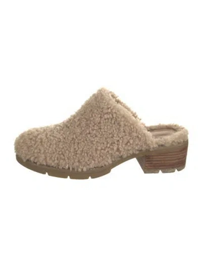 Pre-owned Donald Pliner Shearling Mules In Neutrals