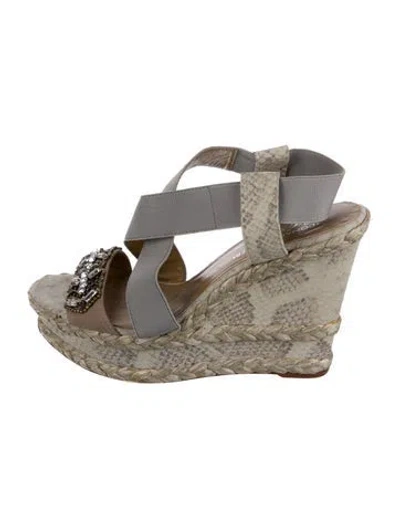Pre-owned Donald Pliner Snakeskin Animal Print Espadrilles In Gray