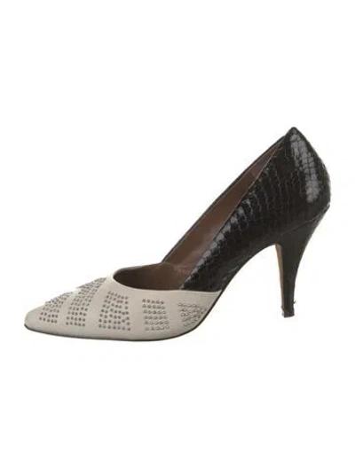 Pre-owned Donald Pliner Snakeskin Animal Print Pumps In Black