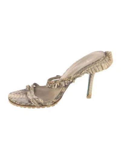 Pre-owned Donald Pliner Snakeskin Animal Print Sandals In Neutrals