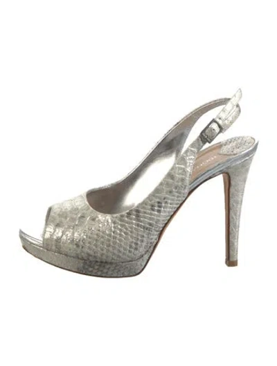 Pre-owned Donald Pliner Snakeskin Animal Print Slingback Pumps